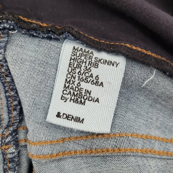 H&M &Denim Maternity Jeans Mama Super Skinny High Rib Medium Wash Women's Size 6 - Picture 11 of 15